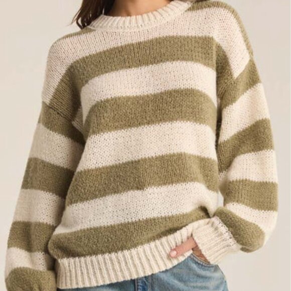 Z Supply Anders Striped Sweater – Willow Green/White – Size Small - Picture 3 of 10